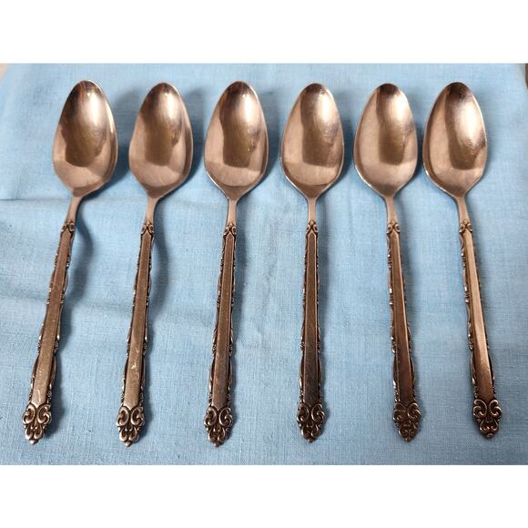 EKCO Eterna Mary Ellen Stainless Teaspoons Set of 6 Vtg Flatware Replacement - Picture 1 of 4